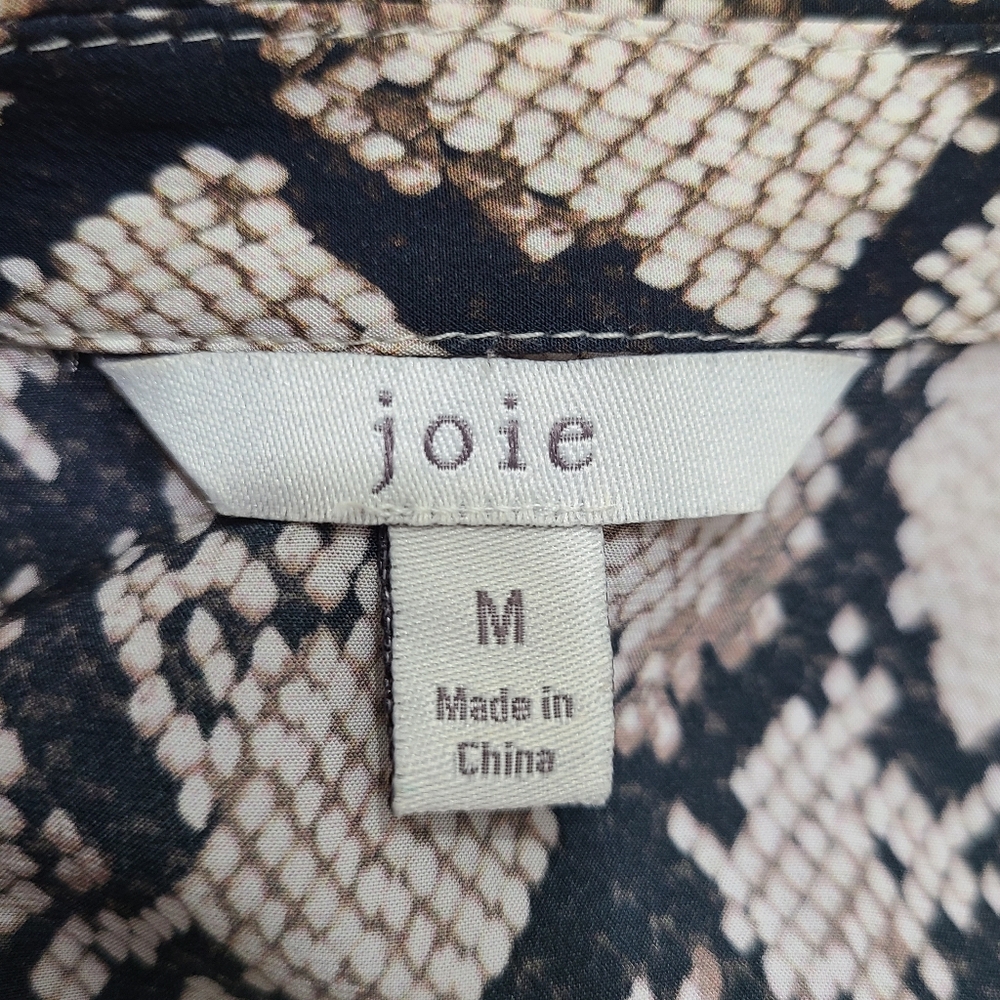 Joie Talin Brown & Cream Snakeskin Print Chiffon Blouse Sz M - Picture 8 of 16
